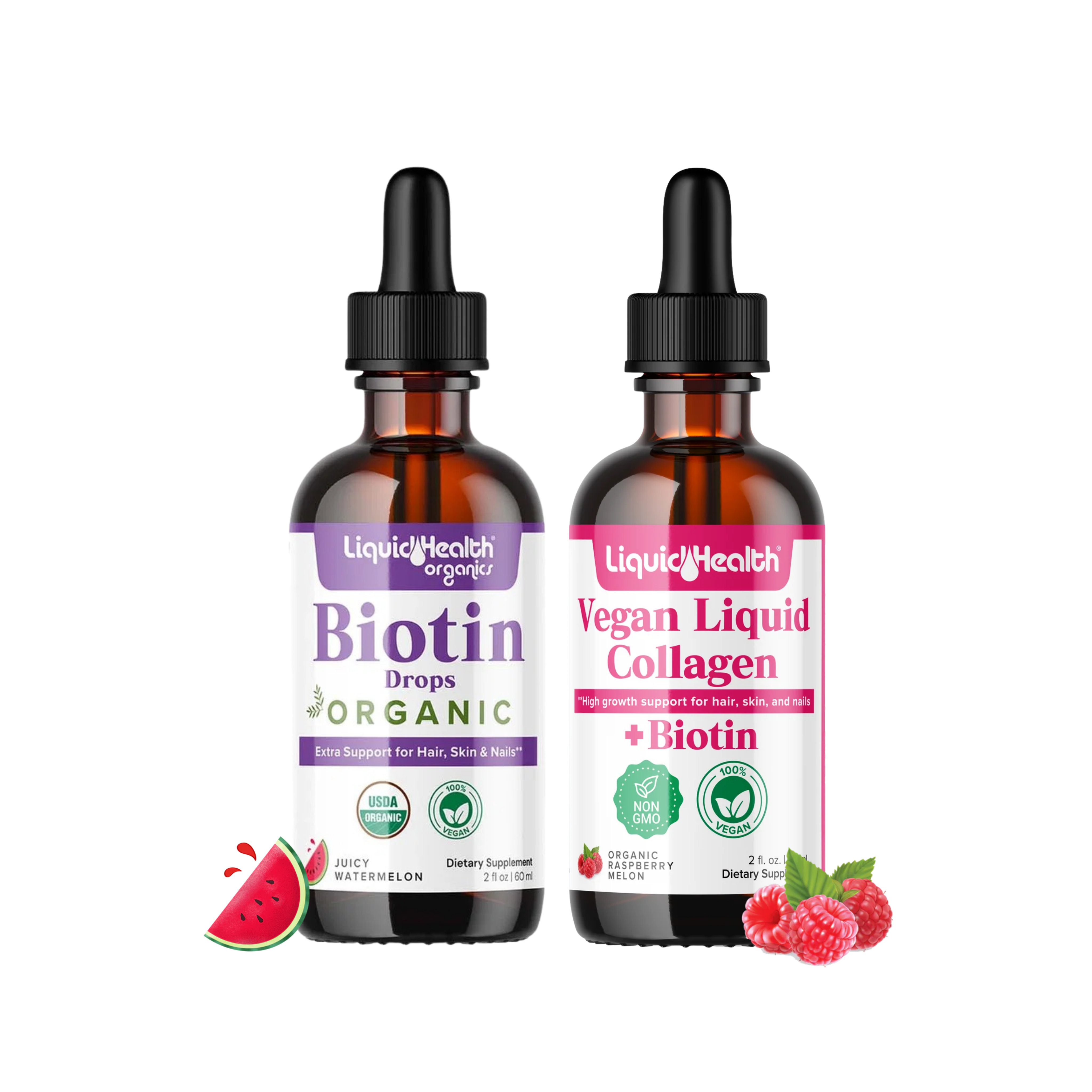 Radiant Glow Bundle (Organic Biotin Drops + Liquid Vegan Collagen Drops)