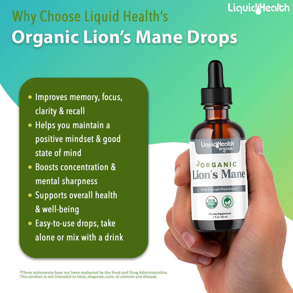 Lion's mane mushroom drops benefits for brain focus and memory