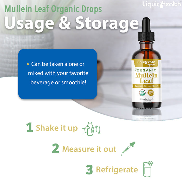 NEW! Organic Mullein Leaf Extract Drops (1000mg)