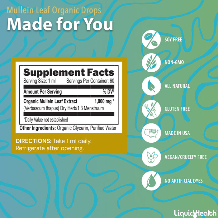 NEW! Organic Mullein Leaf Extract Drops (1000mg)