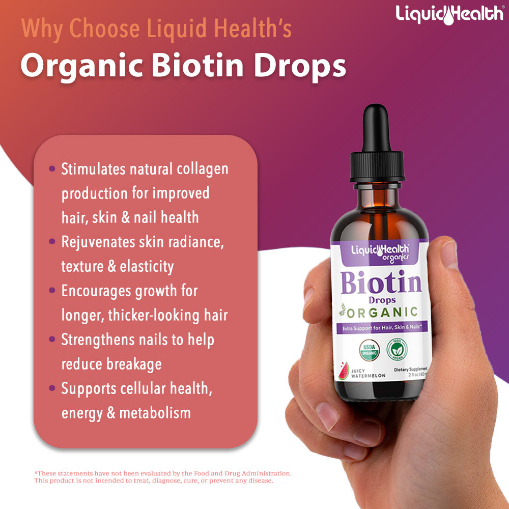 Biotin drops benefits for hair skin nails and collagen support
