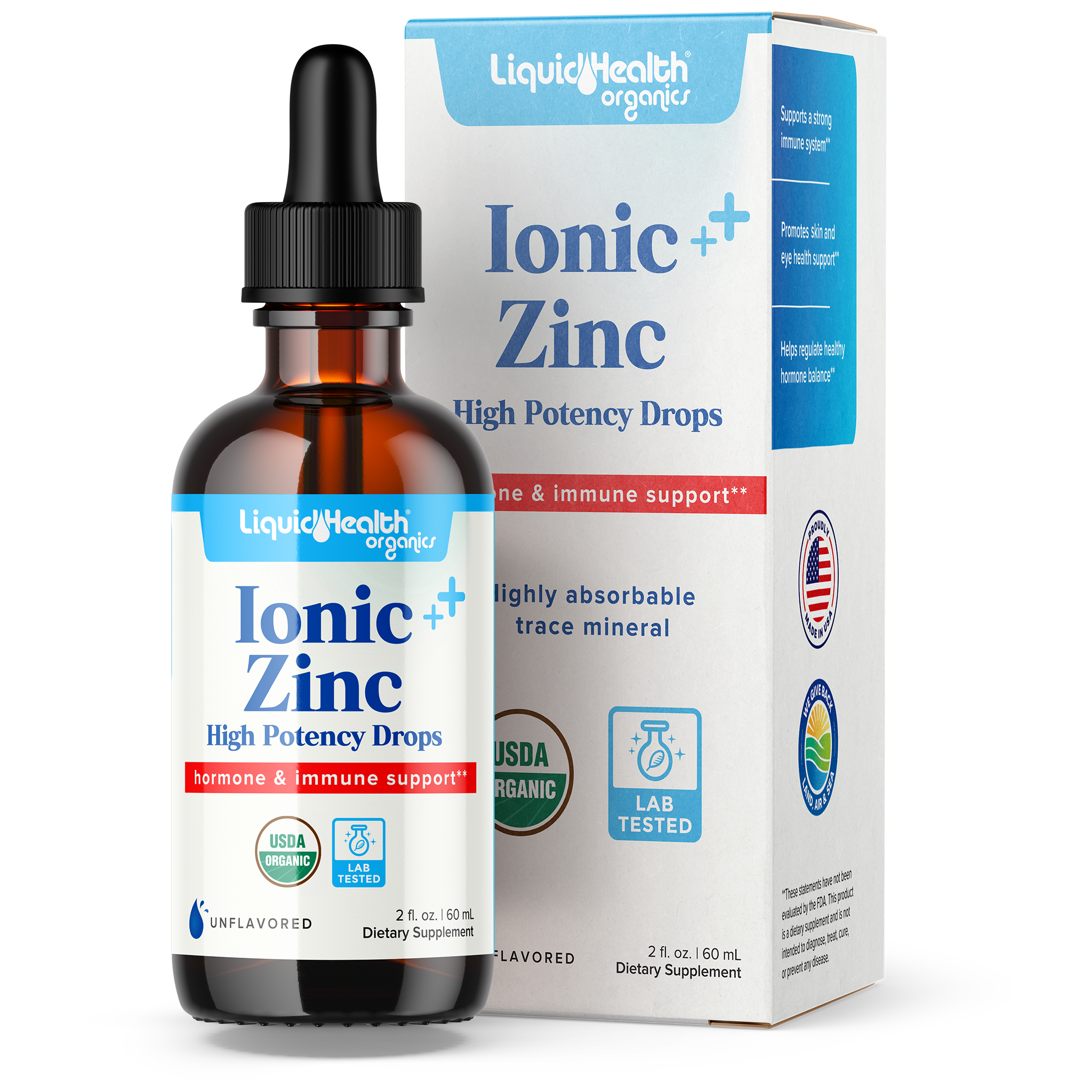 Organic Ionic Liquid Zinc Supplement Drops for Immune Support