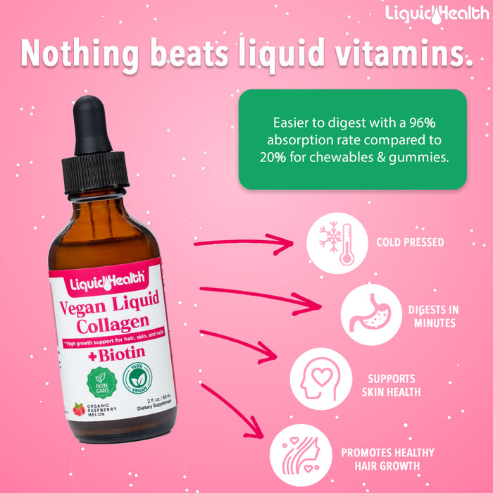 Vegan Bariatric Collagen Hair Growth Drops With Biotin - Liquid Health