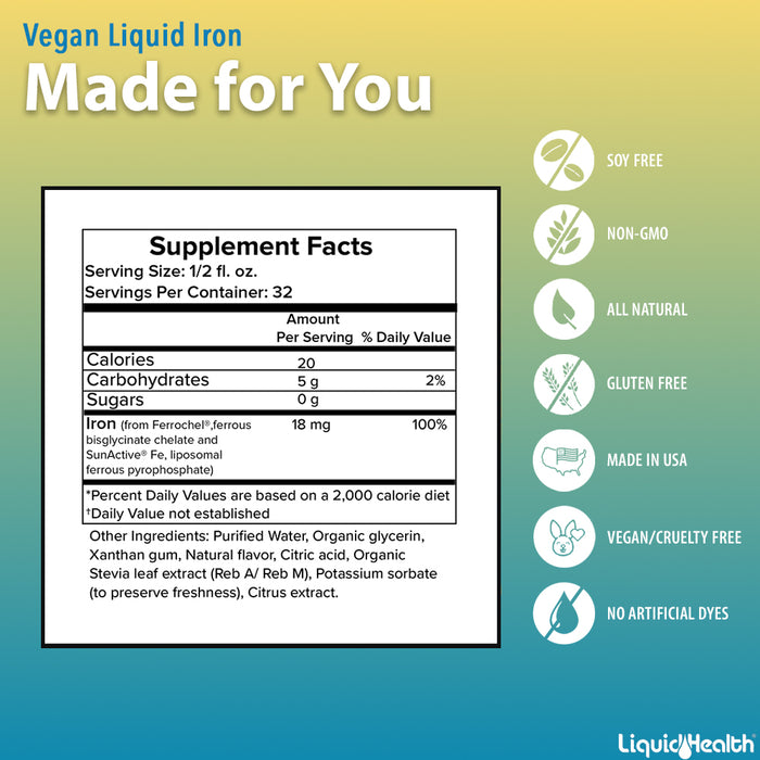 Vegan Liquid High Potency Iron Supplement - Liquid Health