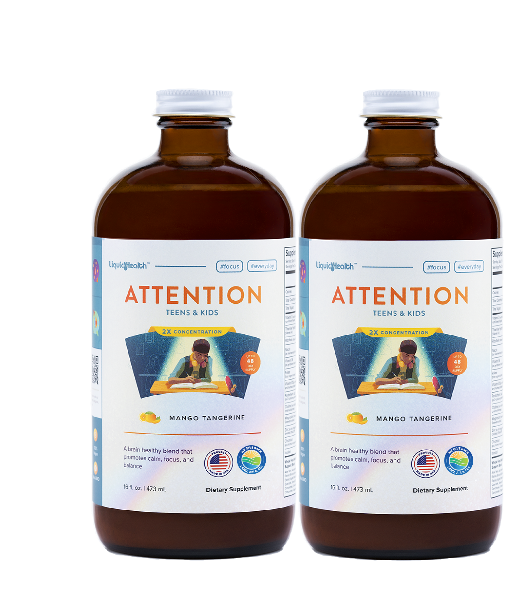 Two-pack liquid vitamin bottles for kids
