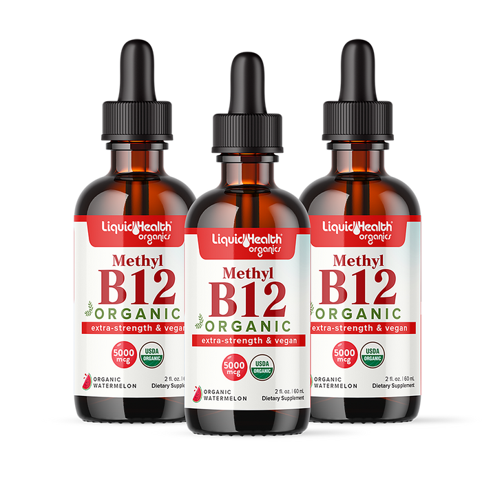 Organic Vitamin B12, Pure Methyl B12 Drops, Extra Strength & Vegan 5,000 mcg - Liquid Health