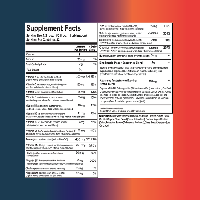 Liquid Health Men Multi Vitamin Suppliement Facts