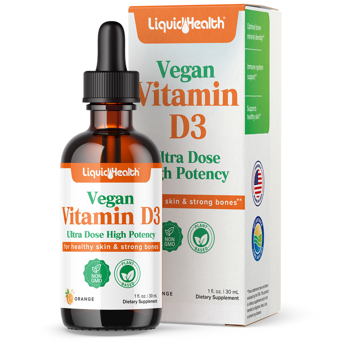 Liquid Health Vegan D3 bottle and box new
