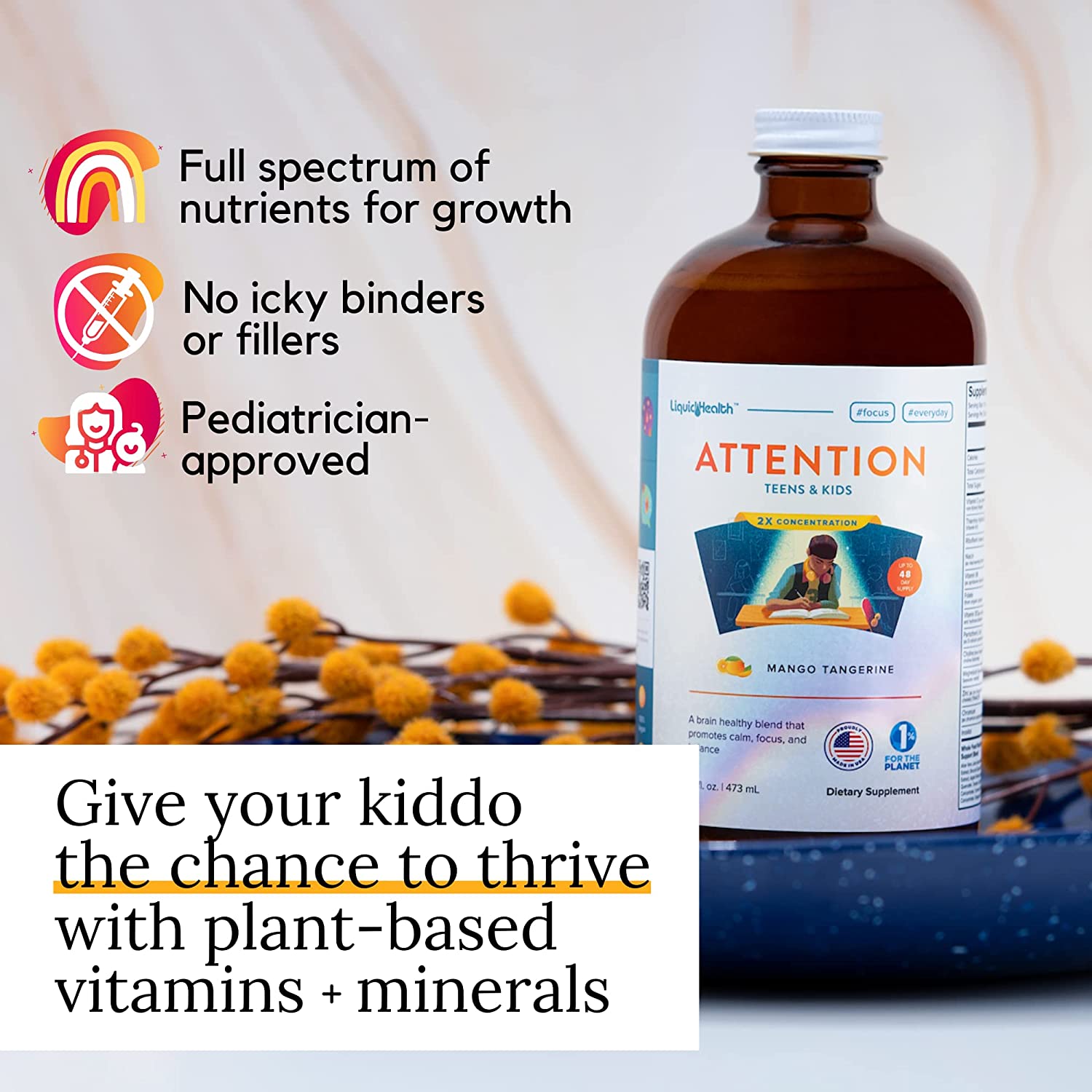 Plant-based vitamins and minerals for kids growth