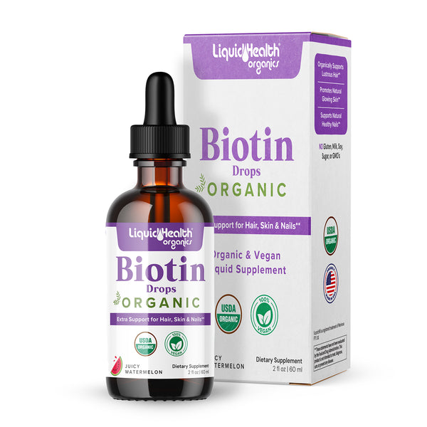 Liquid Health Organic Biotin Drops with Collagen Booster (20,000 mcg)