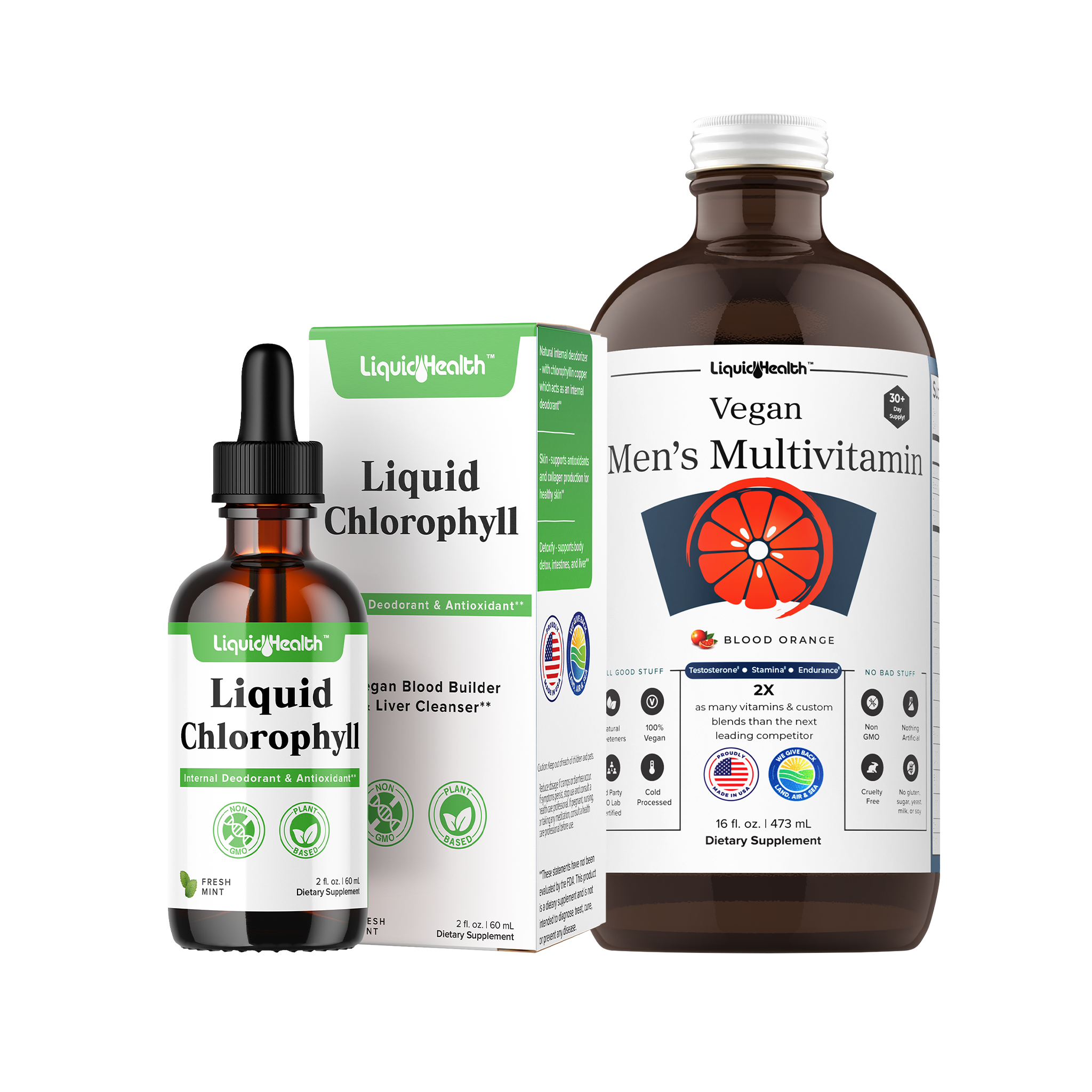 Men's Liquid Testosterone Boost and Detox Vitamin Bundle