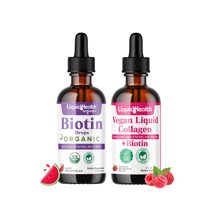 Radiant Glow Bundle (Organic Biotin Drops + Liquid Vegan Collagen Drops)