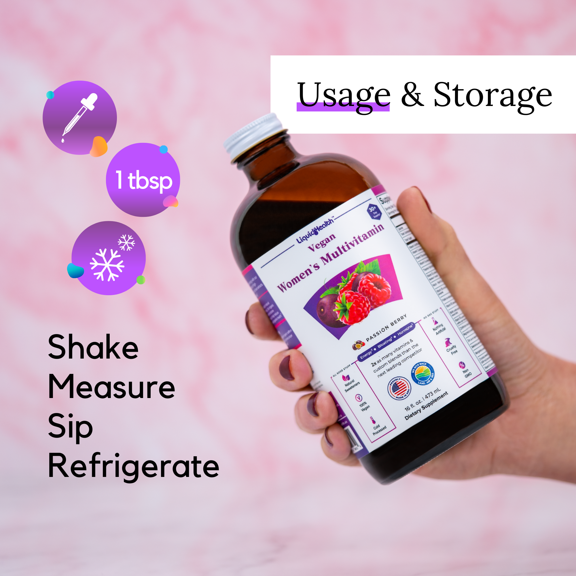 How to use liquid vitamins shake measure sip refrigerate guide