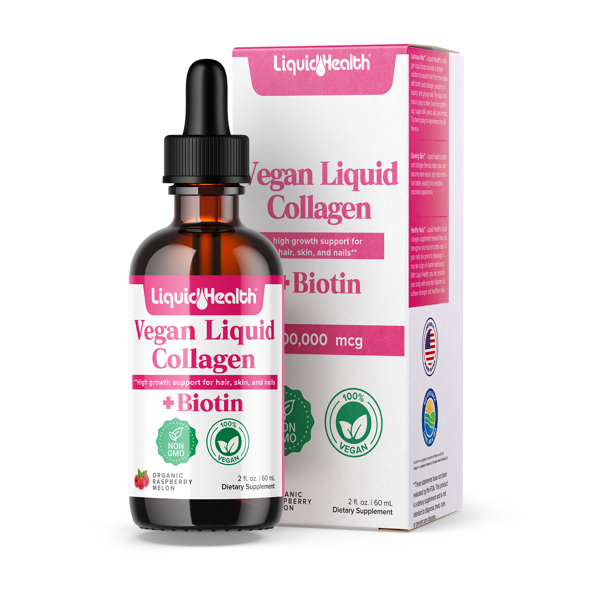Vegan Liquid Collagen & Biotin Hair Growth Drops – 100,000mcg for Healthy Hair, Skin & Nails