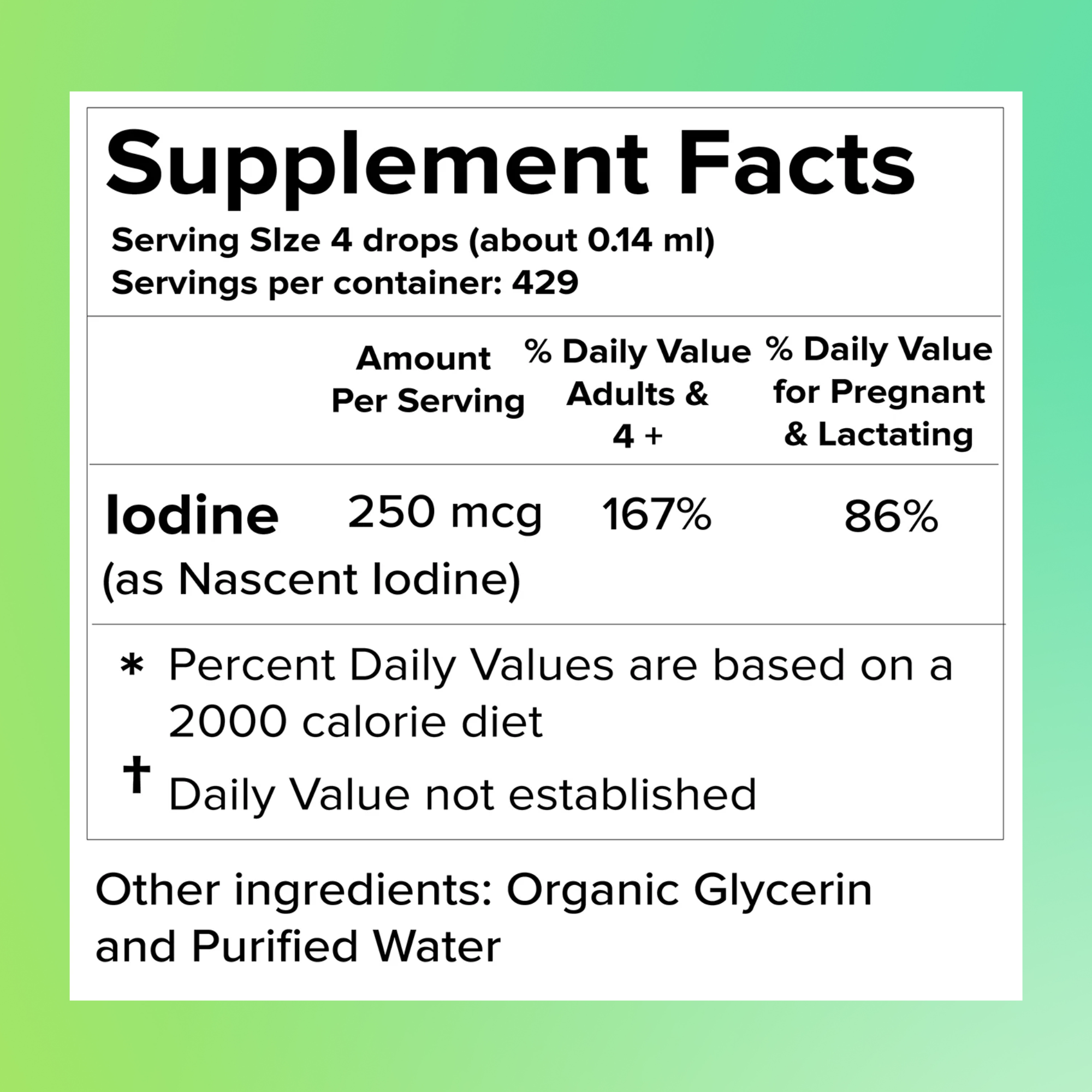 Liquid Health Organic Iodine Supplement Facts