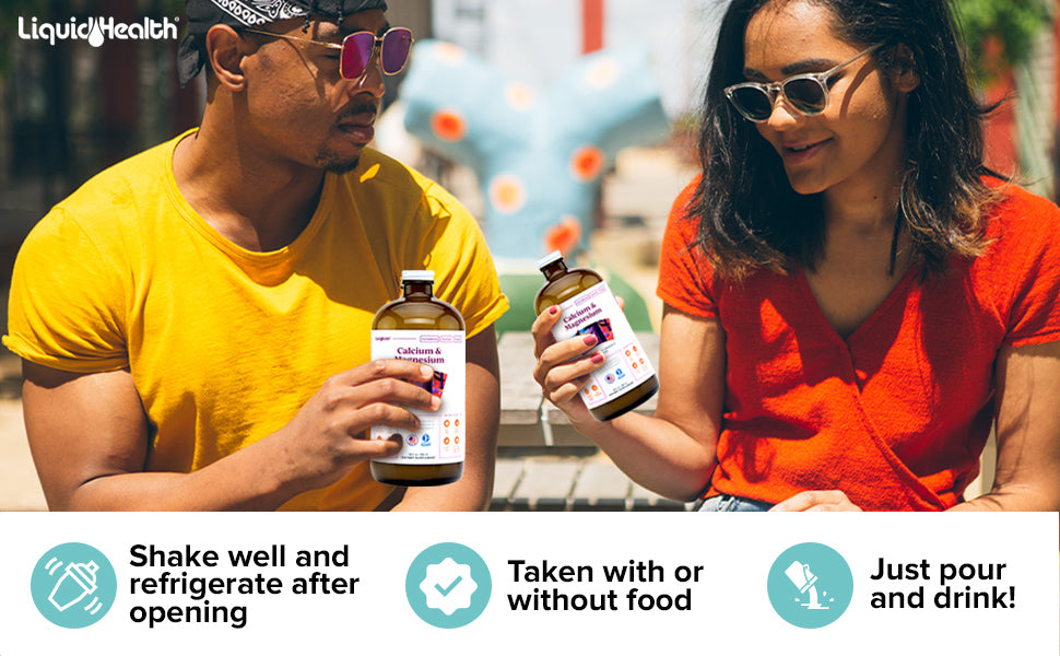 People enjoying liquid calcium and magnesium supplement outdoors