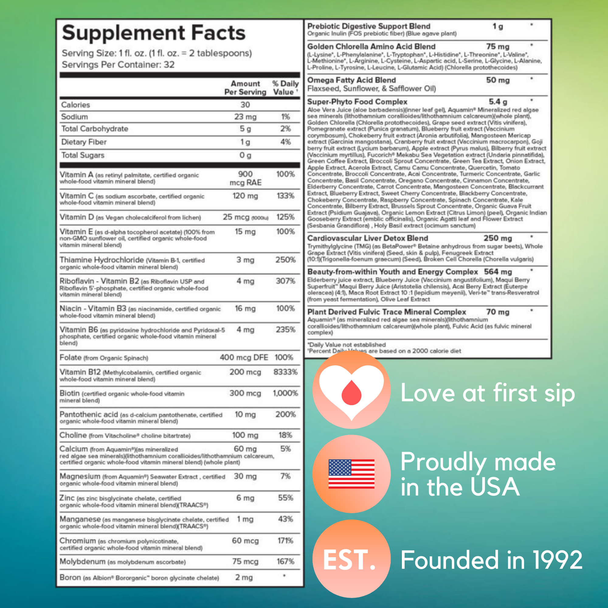 Complete Multiple Liquid Multivitamin supplement facts label