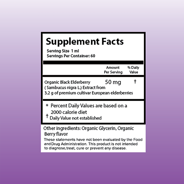 Liquid Health Organic Elderberry Supplement Facts